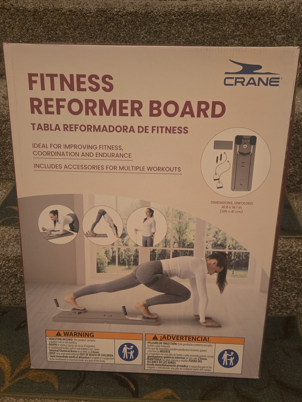 Pilates Fitness Reformer Board - White and Gray